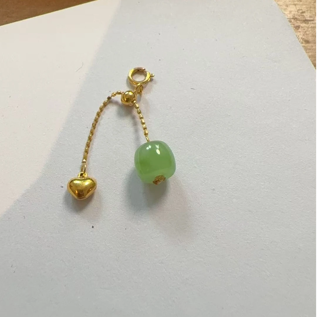 【苹果绿提溜】富富珠宝 和田玉18k金吊坠  赠绳（天然珠宝多样性发）