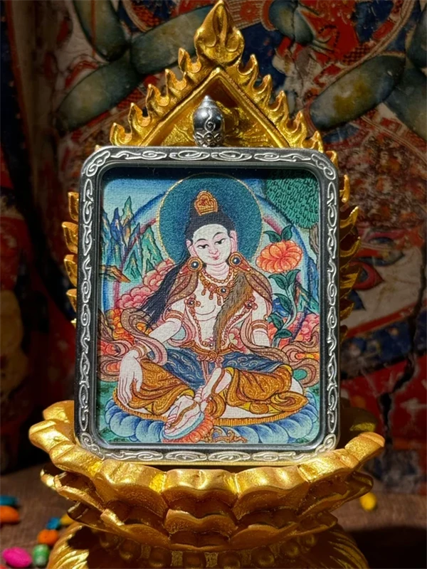 唐卡吊坠真品西藏纯手工【水月】纯手绘粗矿顶级热贡西藏画风唐卡