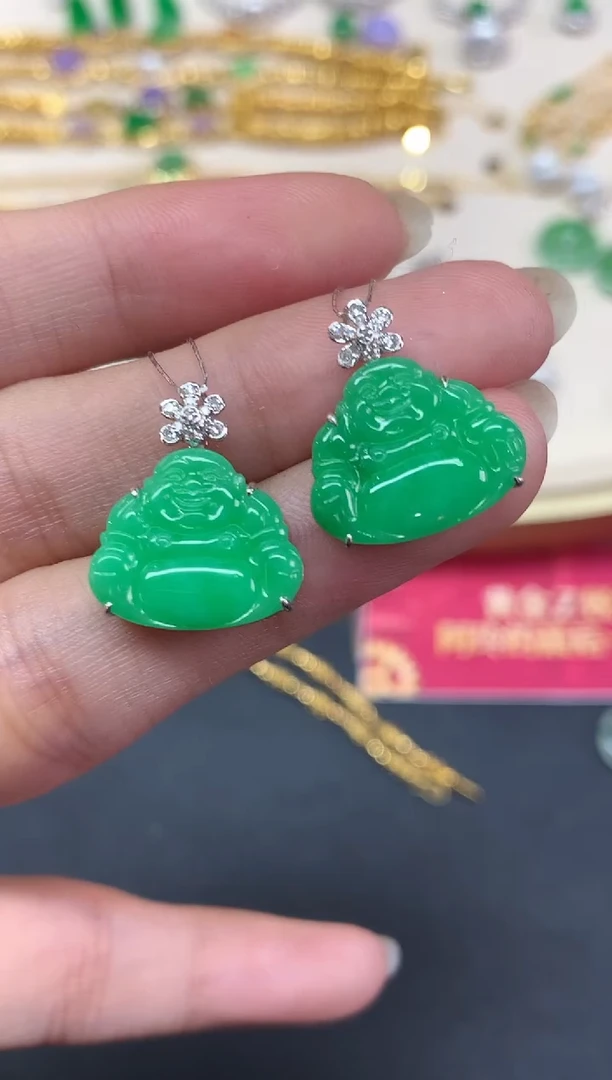 吊坠(不含链)18K金镶嵌翡翠吊坠(不含链)|3980多样性发其一