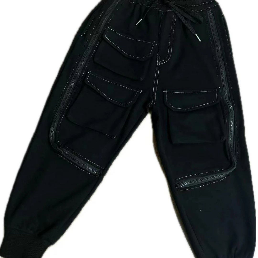 潮牌中大童重磅梭织免立体口袋拉链工装裤9081