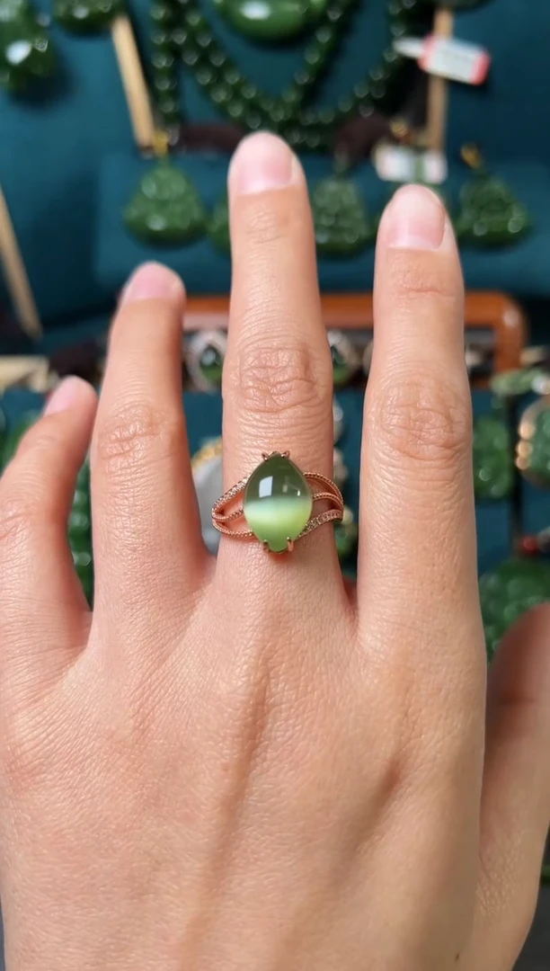 【闪购商品】和田玉（碧玉）戒指银S925镶嵌碧玉