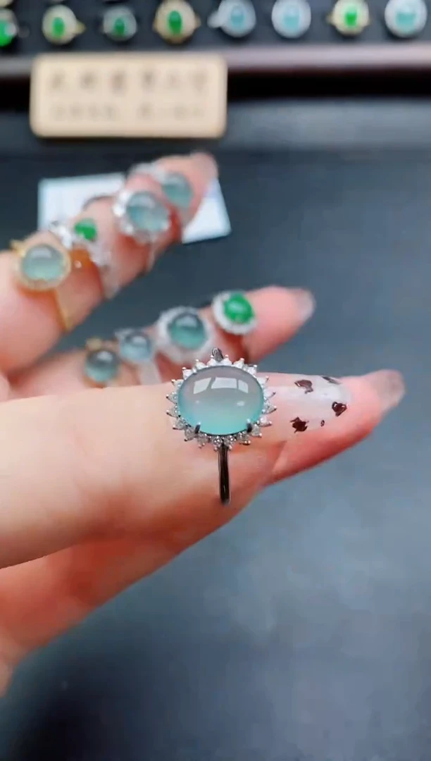 银S925镶嵌戒指翡翠1