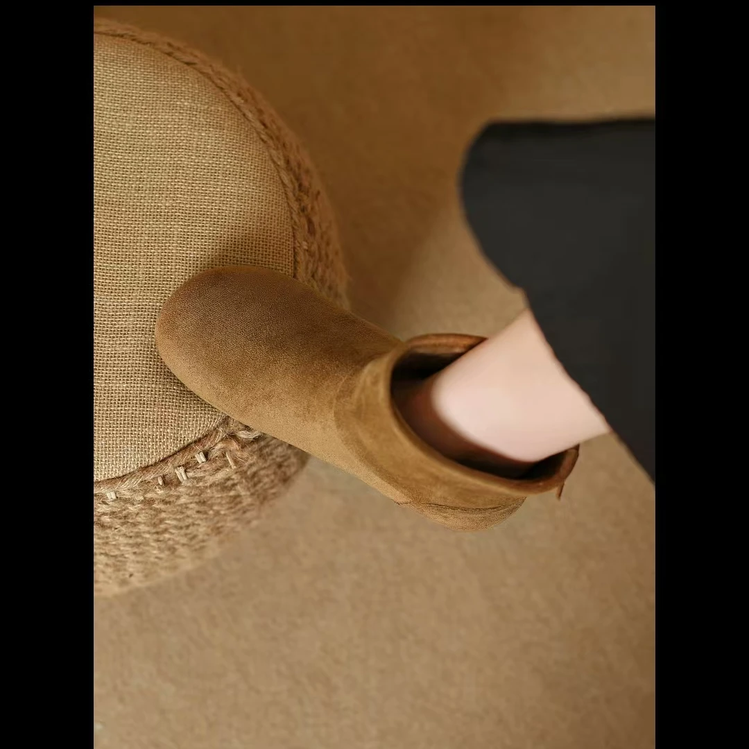 平跟防水台防滑中筒冬季百搭时尚雪地靴秋冬马丁靴12-65