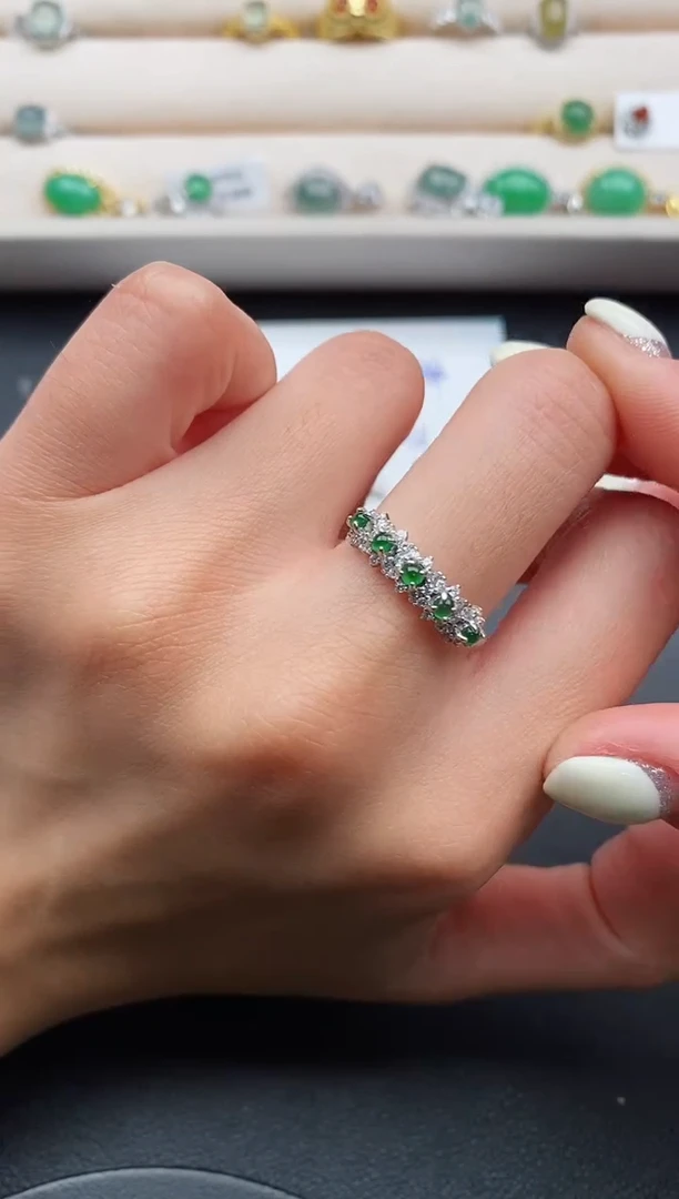 银S925镶嵌戒指翡翠666666+8