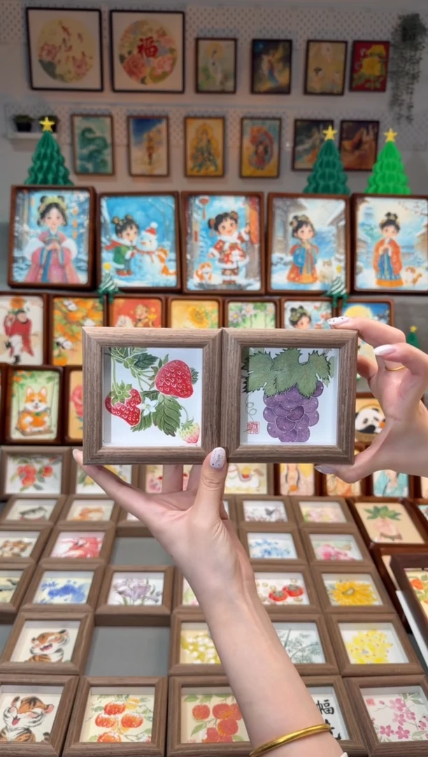 国画小草莓 小葡萄 一组11