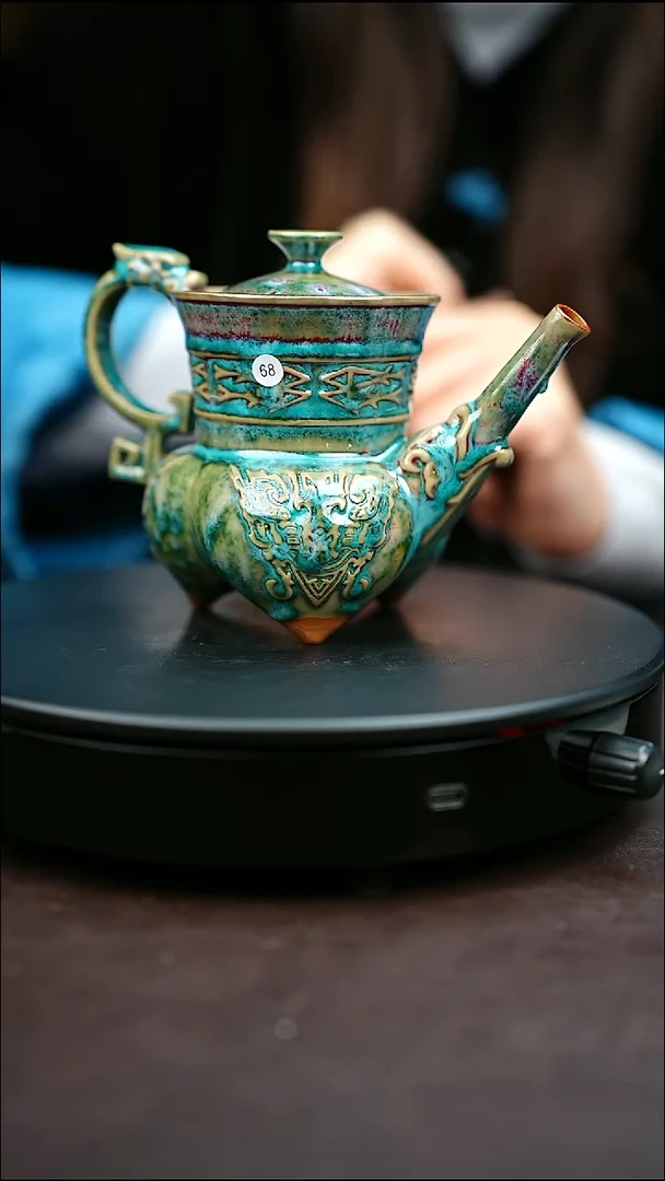 68#原矿钧瓷炉钧釉仰韶壶