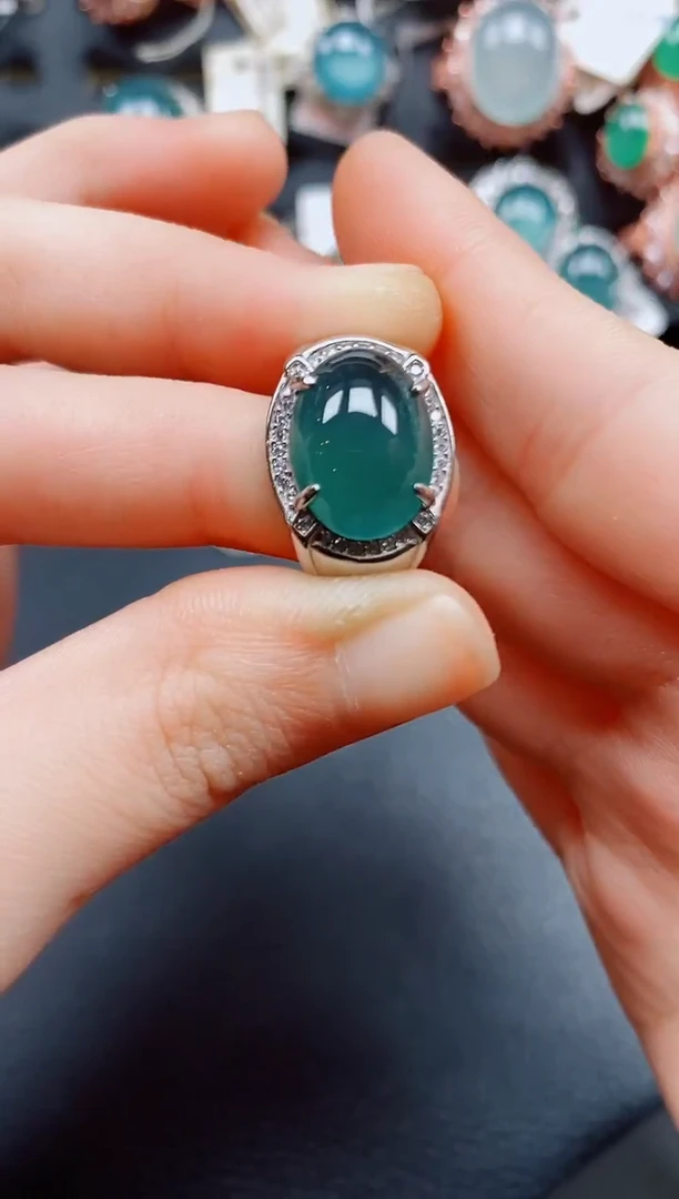 银S925镶嵌戒指翡翠翡翠