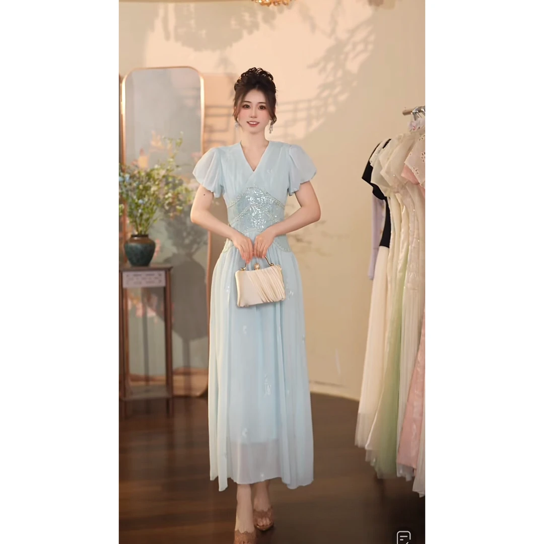 瑞瑞定制-1474（璨蓝星辰）连衣裙G298