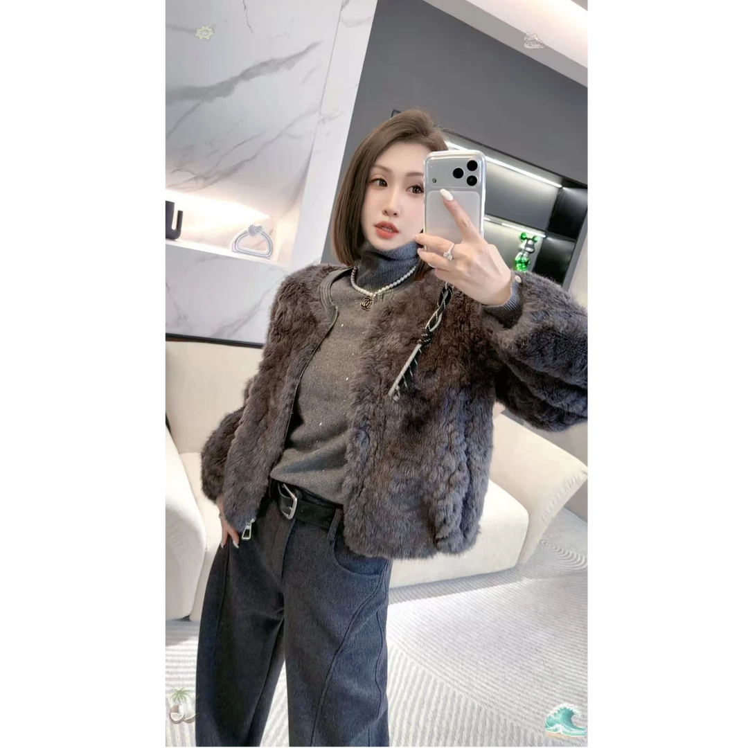 熙薇【珠光灰裘】2025秋季新款设计师百搭高级时尚毛绒外套H6200