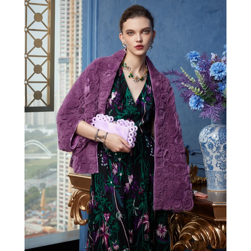 【停云落月】2025冬季新品秀场女装外套S23363紫色