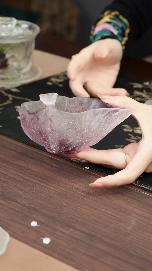 手工艺品琉璃紫色荷花公道