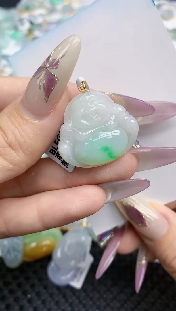 翡翠挂件18K金镶嵌65   天然翡翠A货