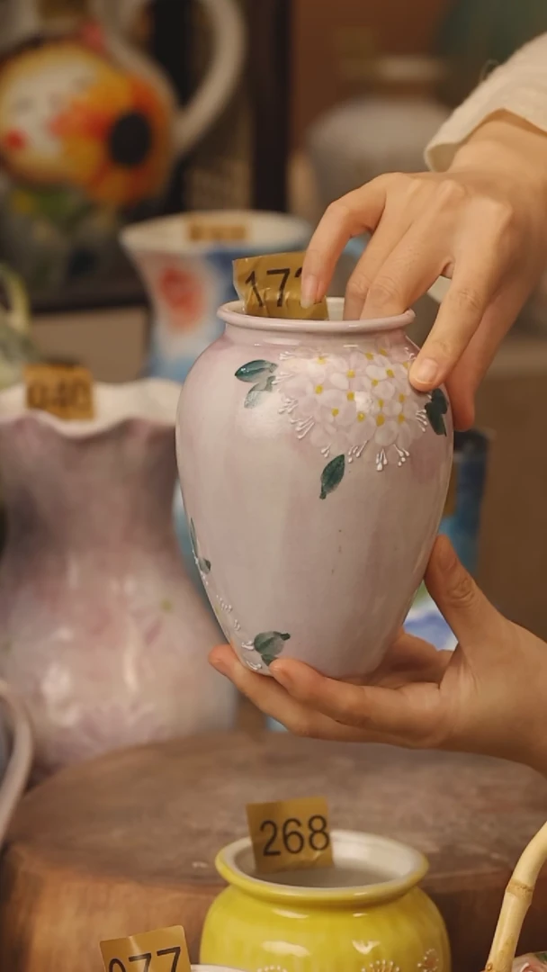 陶瓷景德镇设计师手作花器摆件侘寂风@M172@