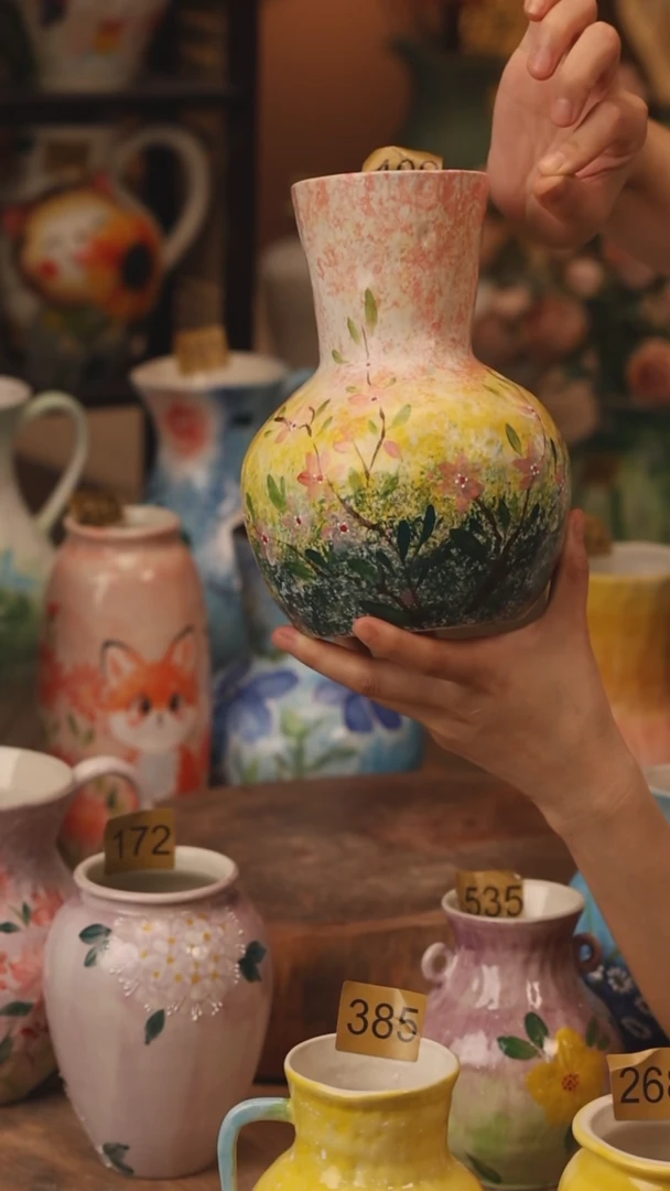 陶瓷400景德镇设计师手作花器摆件侘寂风