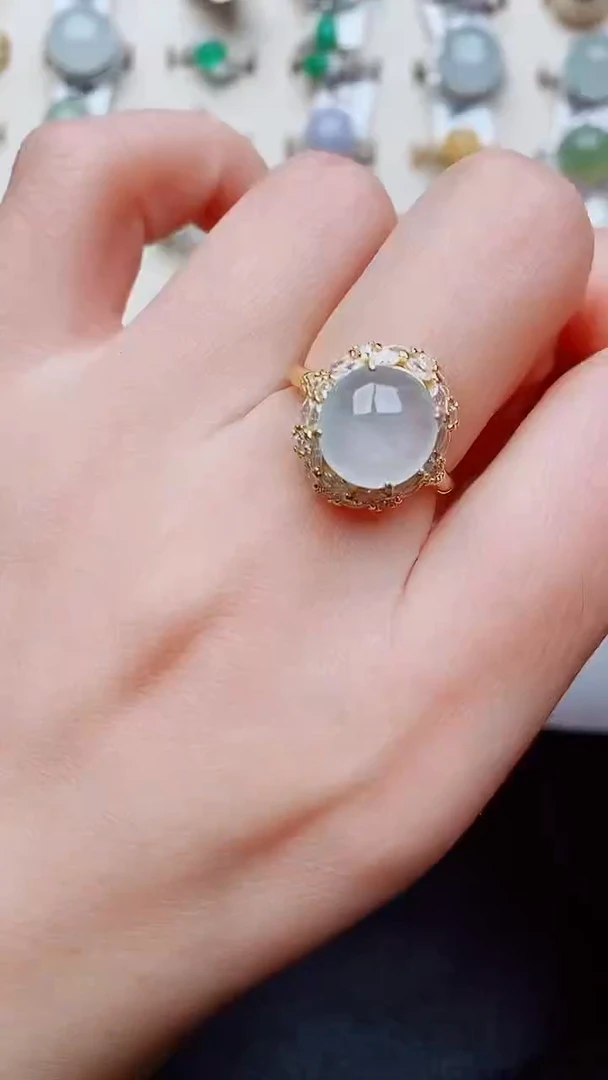 银S925镶嵌戒指翡翠...