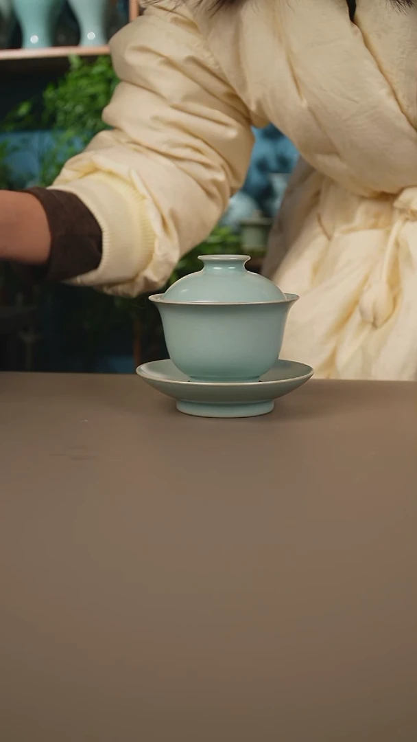 仿古元宝盖碗微暇