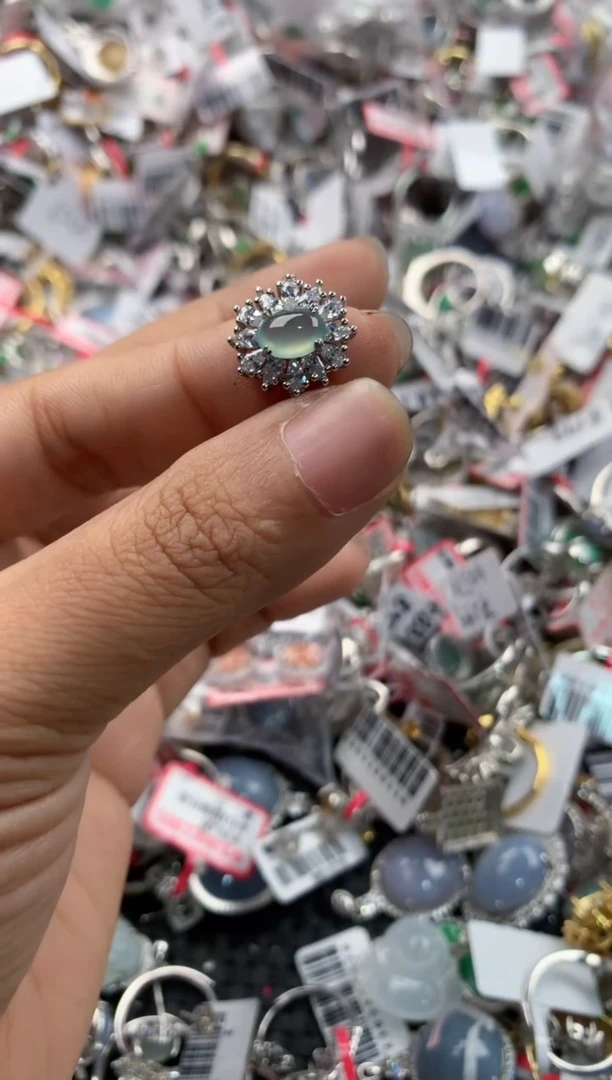 银S925镶嵌戒指翡翠10                    1