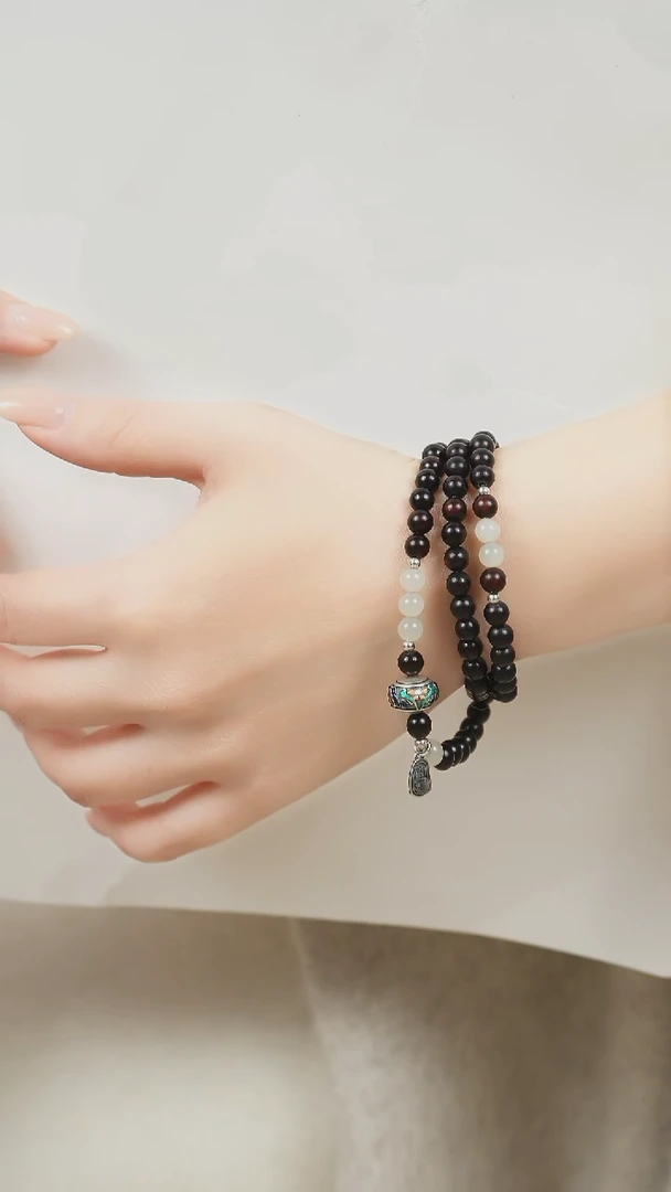 手串檀香紫檀（小叶紫檀）未镶嵌三圈小叶紫檀