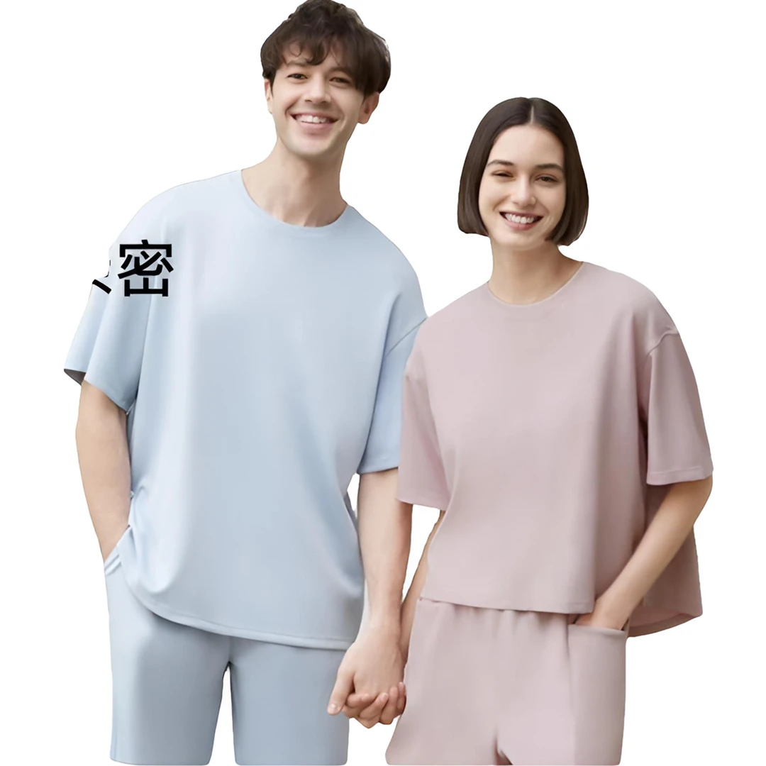 D670短袖男女同款圆领打底T恤短袖男女宽松t恤夏季TZ-24002套装