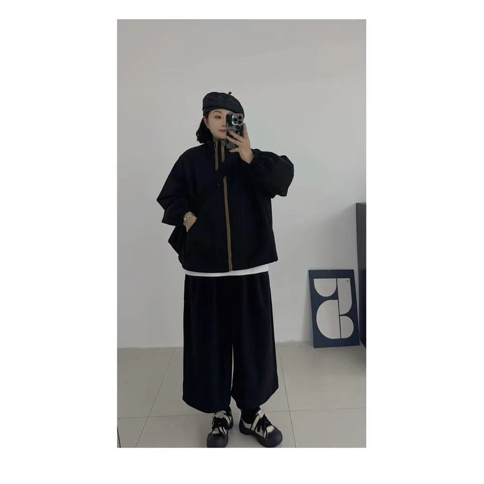 【双拉链】复古宽松大版双拉链休闲外套6320