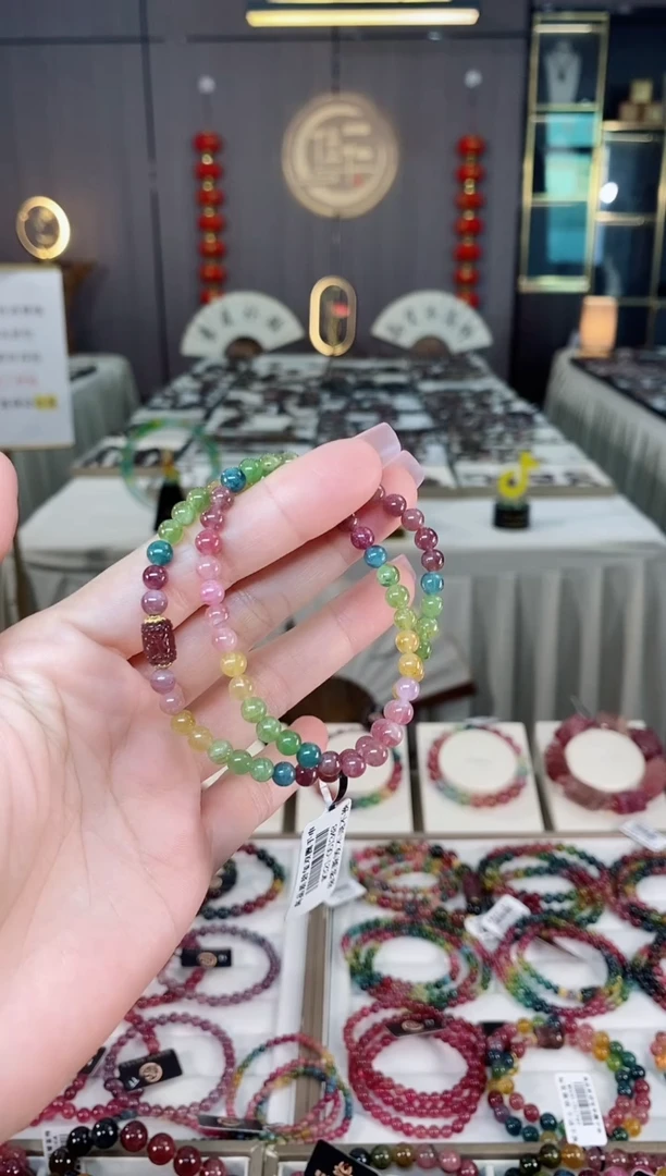 未镶嵌老矿碧玺彩虹双圈手串5mm+碧玺hon多样性发货一条