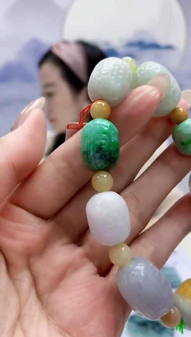 定制翡翠未镶嵌4852MM-毛货手串115