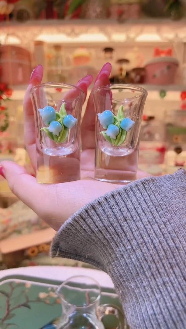 铃兰花白酒杯2个——手工制作品质好！