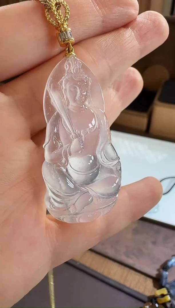 吊坠(不含链)18K金镶嵌翡翠吊坠