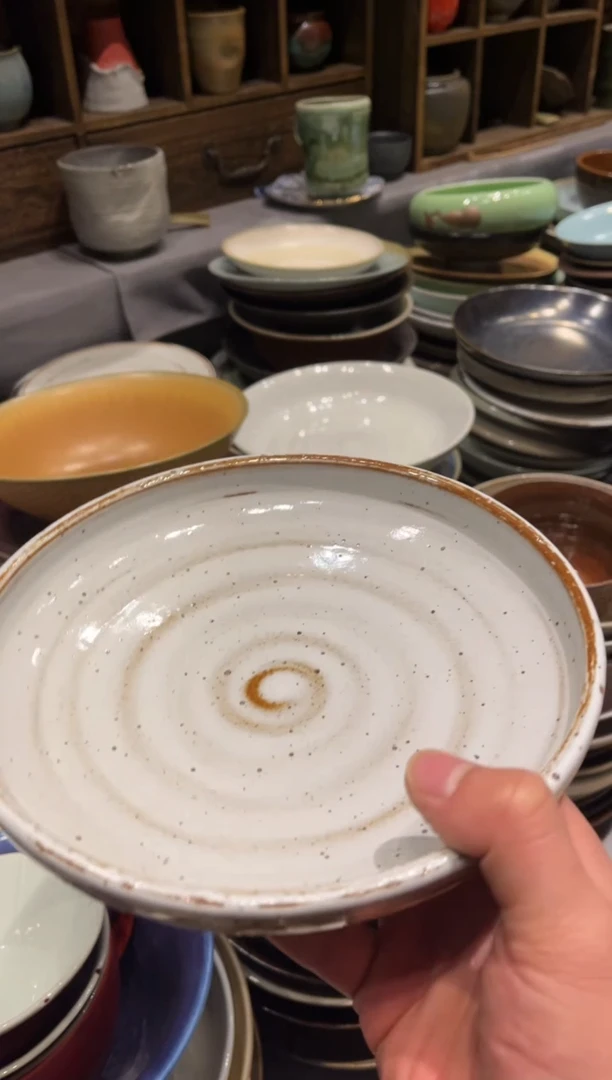 【闪购商品】瓷片500 白麻点深盘1个