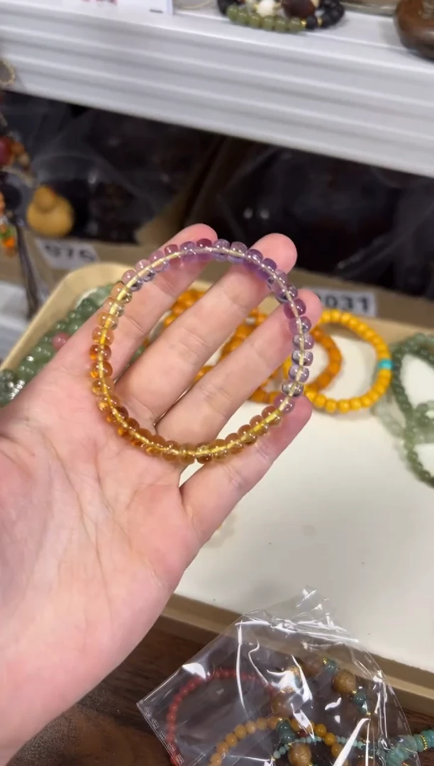 水晶手链未镶嵌紫黄晶水晶精工直切手链[1982]