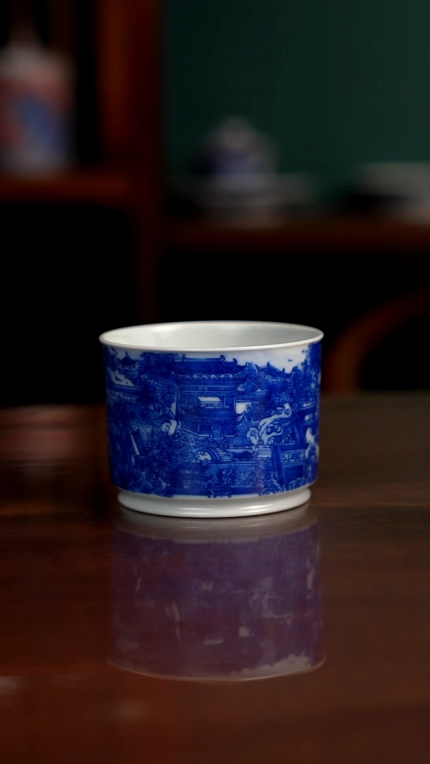 自成堂柴窑青花阿房宫