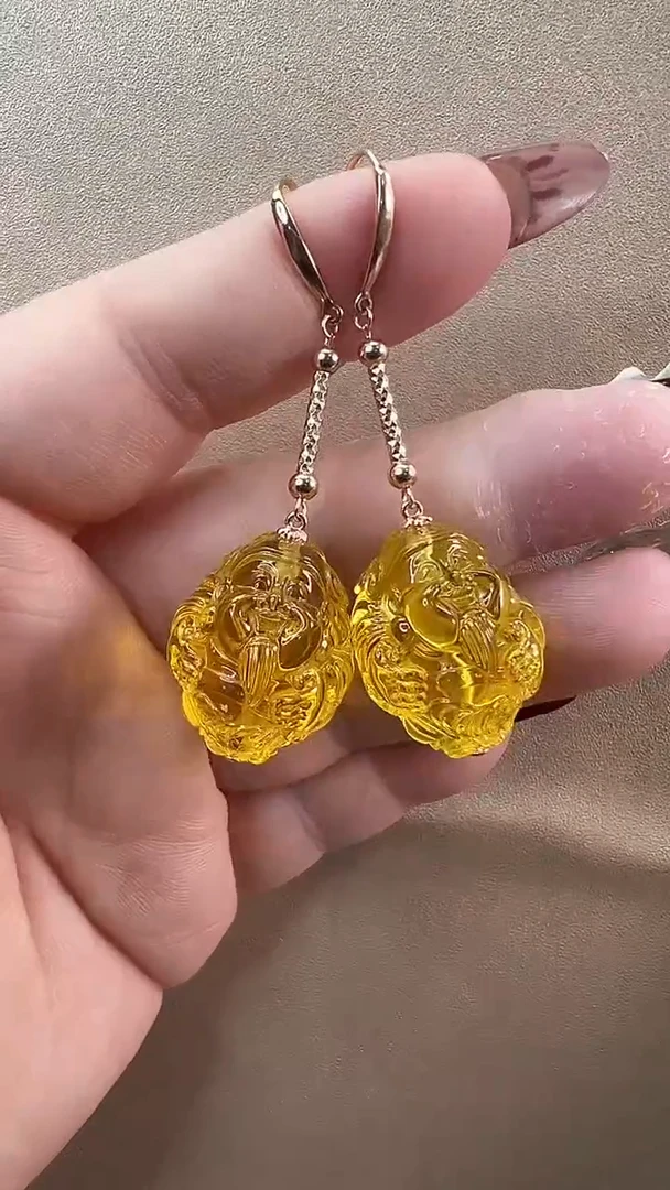 【闪购商品】琥珀耳饰未镶嵌耳环