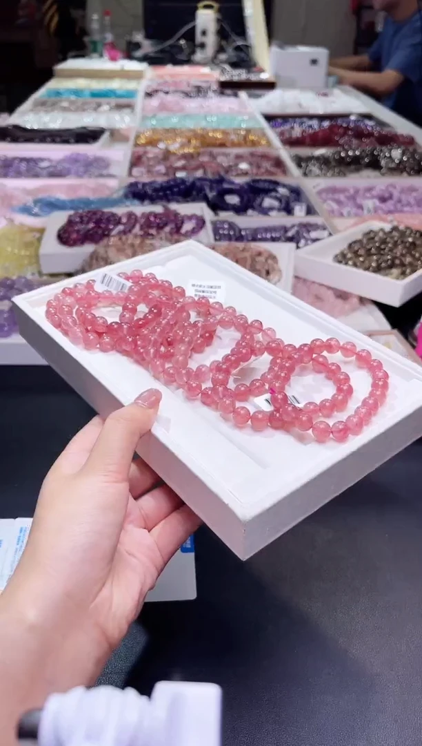 水晶手串未镶嵌天然草莓晶