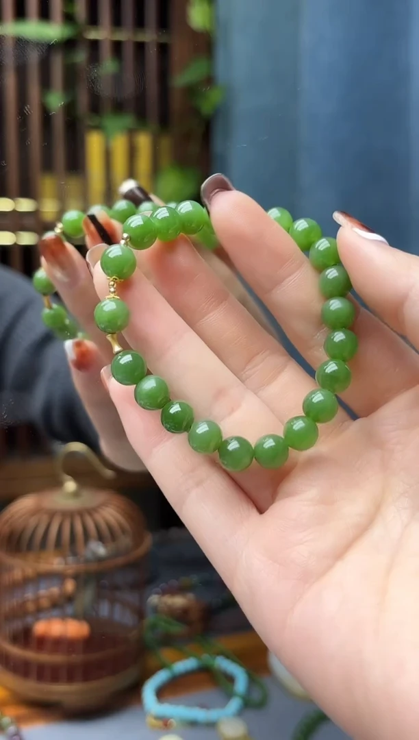 18K金镶嵌和田玉挂件18K金和田玉手串XE