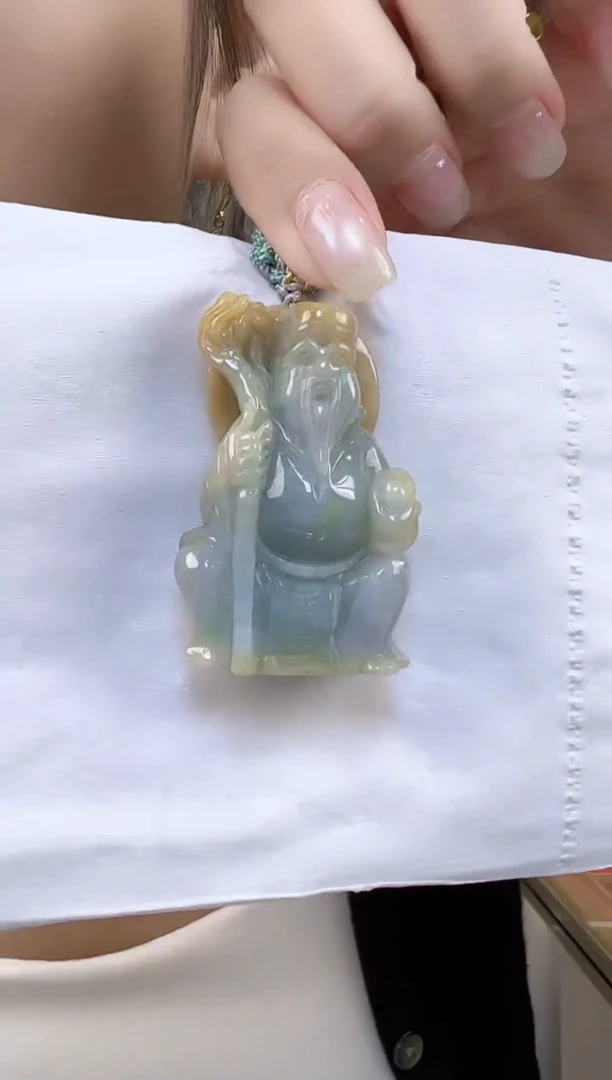 吊坠(不含链)未镶嵌翡翠孤品翡翠A货财神爷吊坠