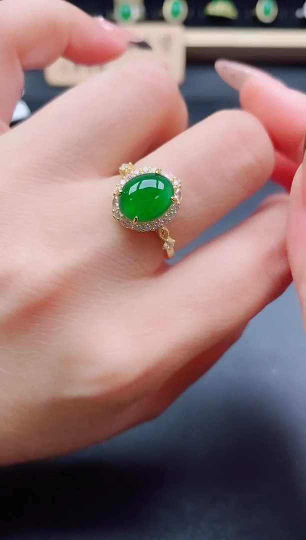 银S925镶嵌戒指翡翠1