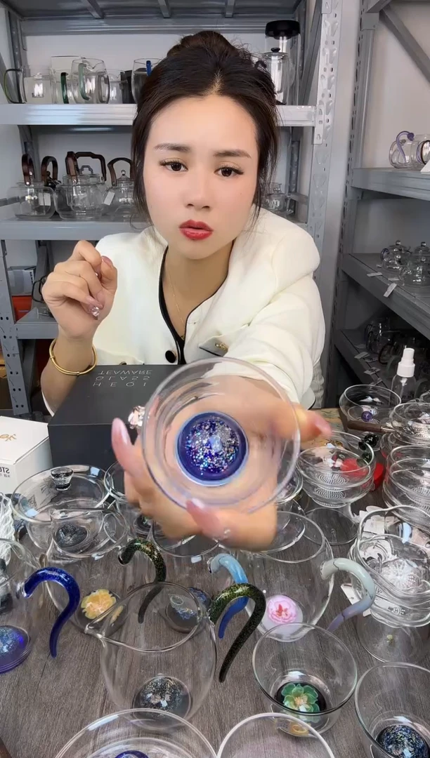 手工艺品玻璃绅**彩禾器 蓝斑斓主人杯 孤品