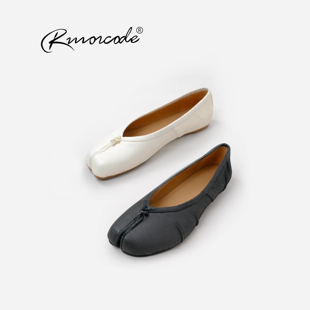 【RUIORCODE】珠光褶皱做旧磨破分趾浅口平底单鞋 理性消费！！