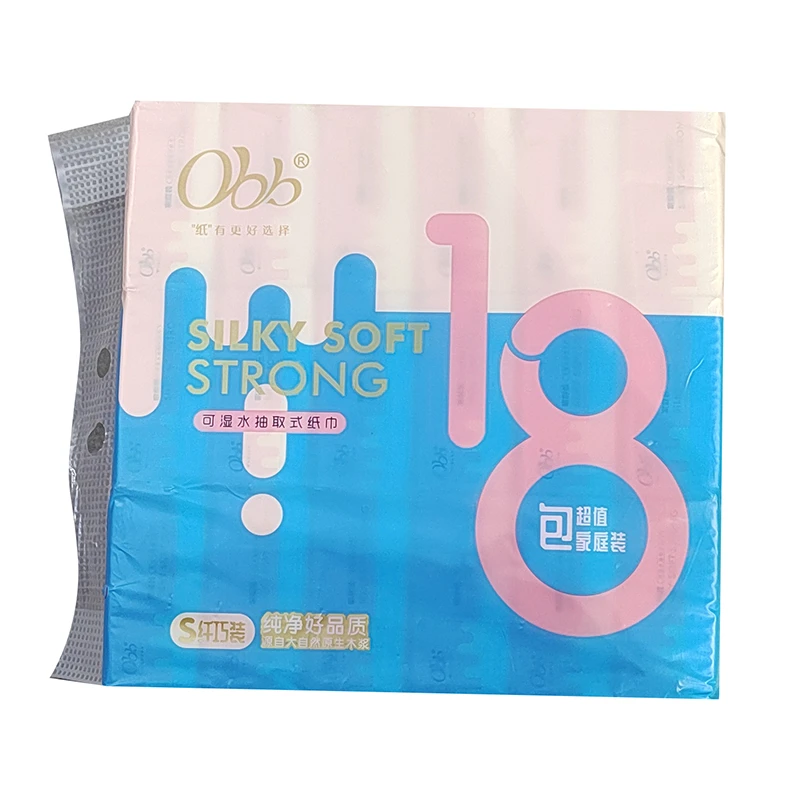 OBB家庭装18包可湿水抽纸