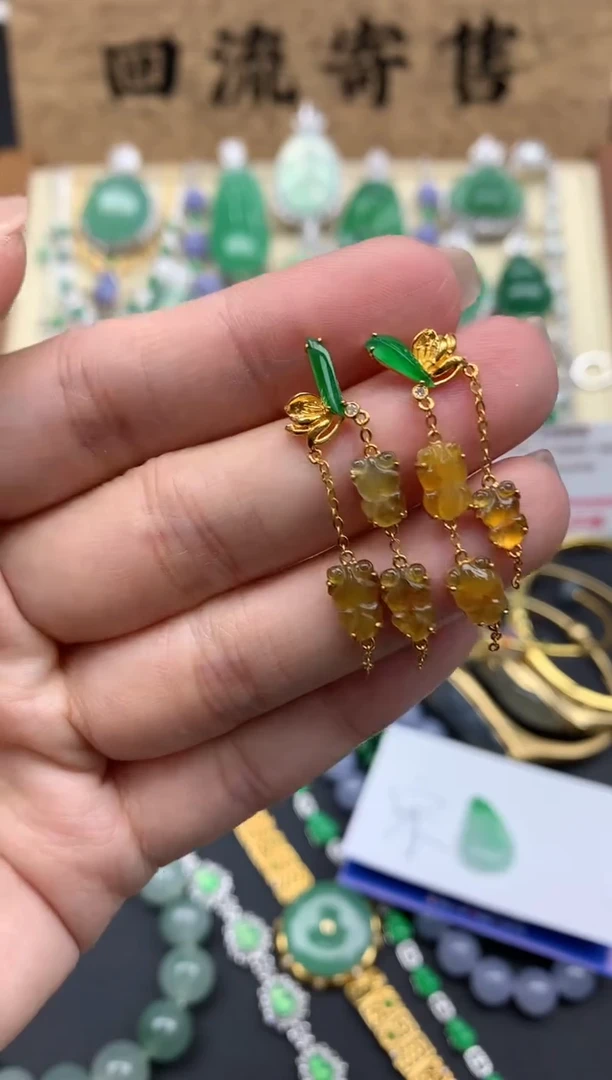 【闪购商品】翡翠耳饰18K金镶嵌118-中国好珍宝
