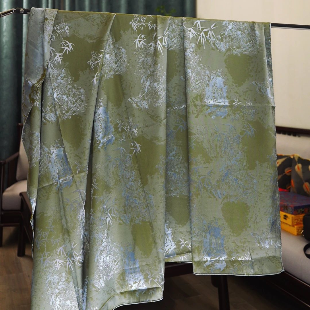 【C80-21 月中竹影】140*140宋锦双面丝巾古风礼物中式披肩