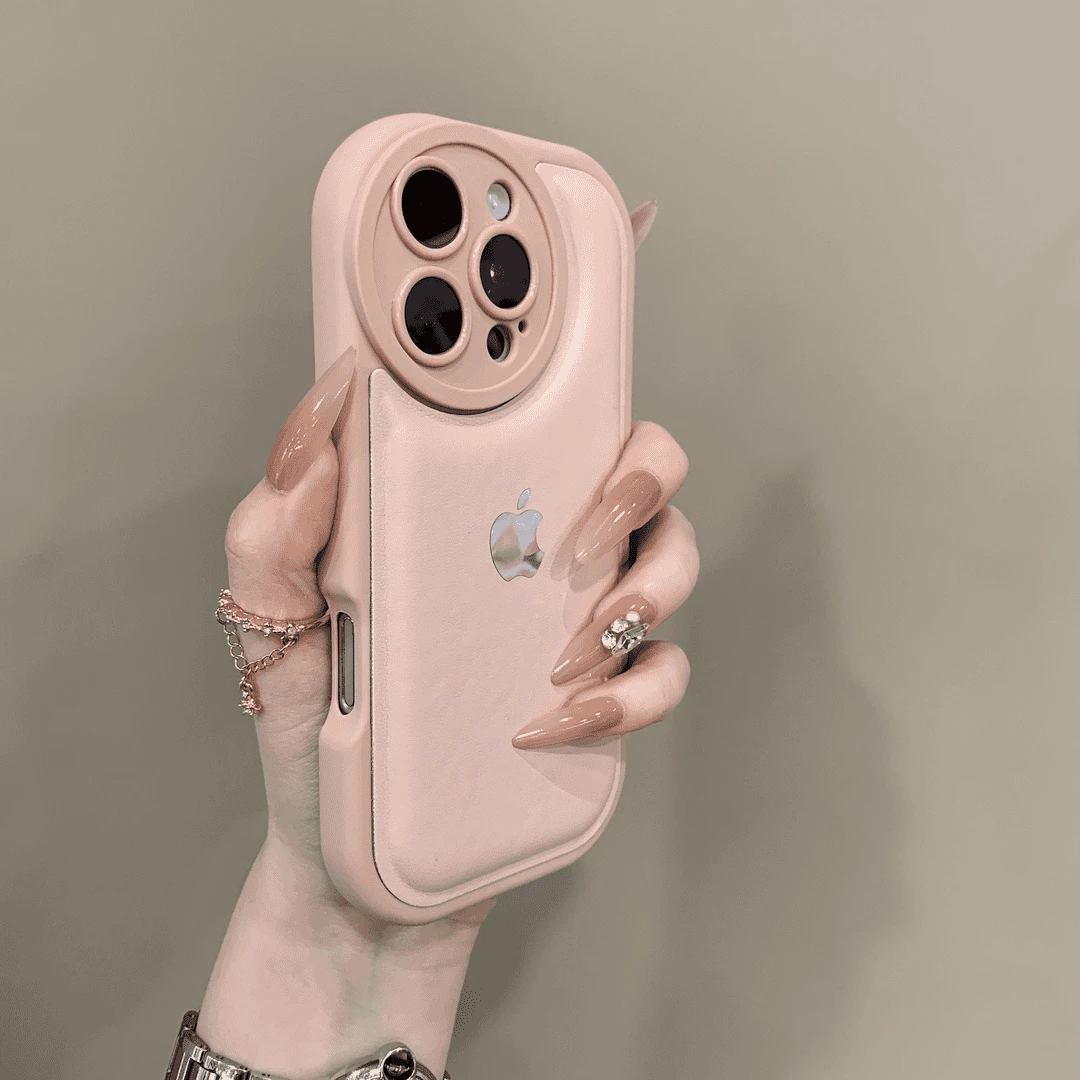 小众网红适用iPhone16promax/15pro/14/13/12气垫皮纹防摔手机壳