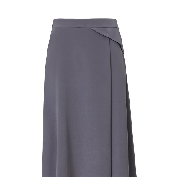 YI烟墨色桑蚕丝重绉搭片式A型半裙&烟墨色真丝重绉V领蝙蝠袖上衣