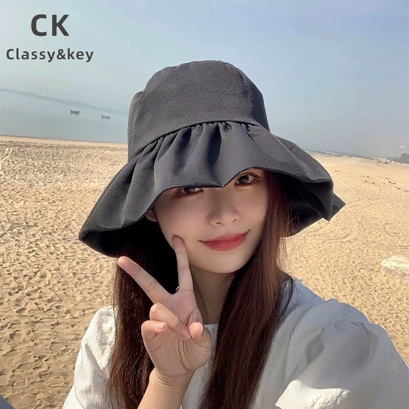 Classy key新加坡设计师联名款薄款遮阳渔夫帽女夏防紫外线防晒帽