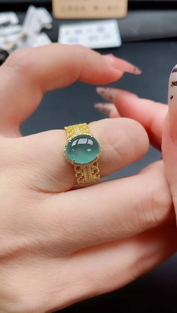 银S925镶嵌戒指翡翠1