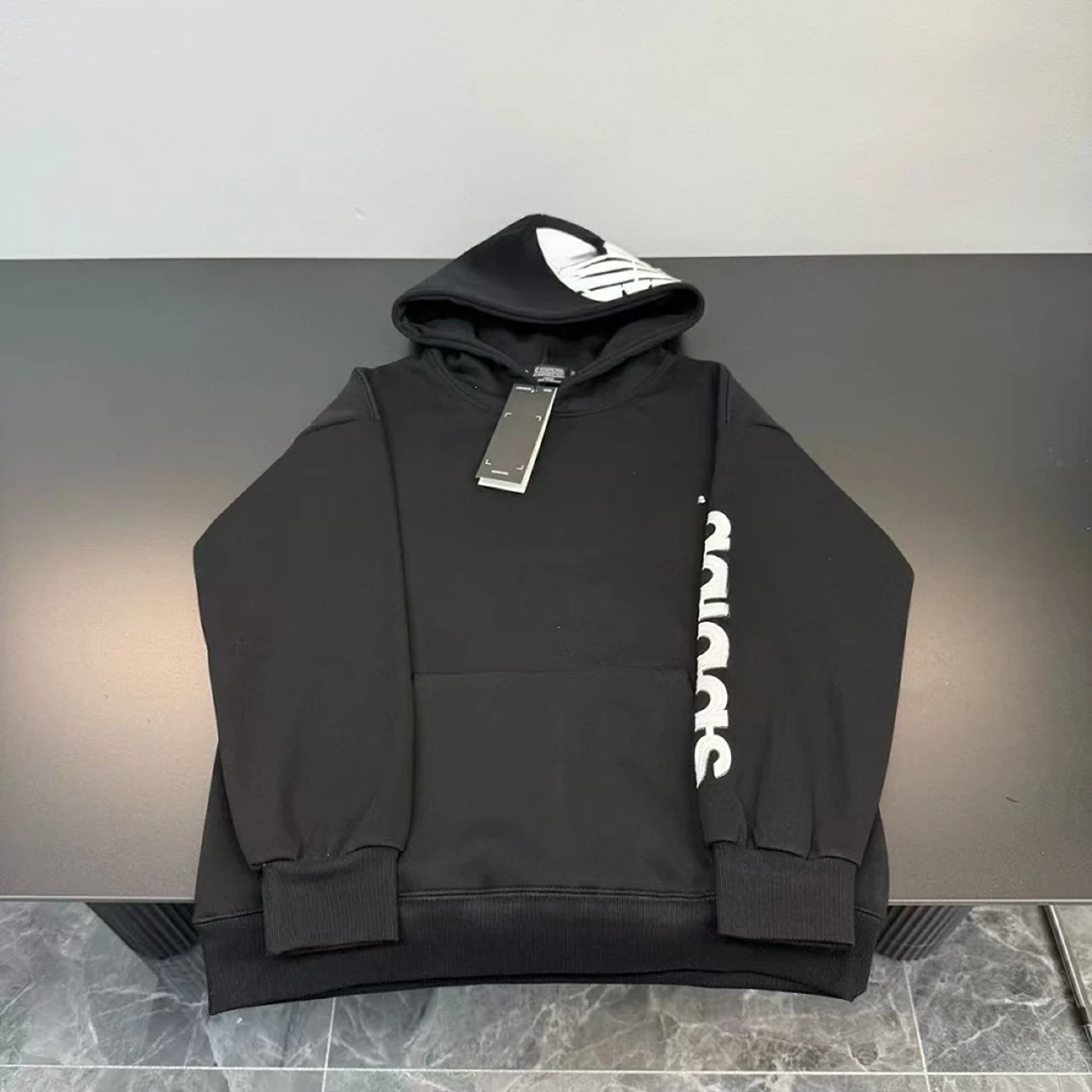 字母长袖连帽黑色薄款男士卫衣套装潮流时尚宽松上衣