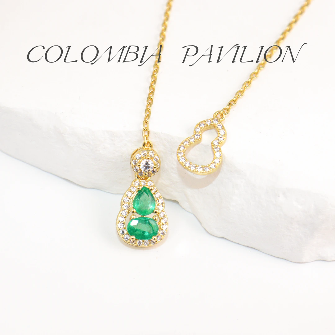 9311-S925银-天然祖母绿吊坠-福禄-3mm*4mm*4mm*5mm