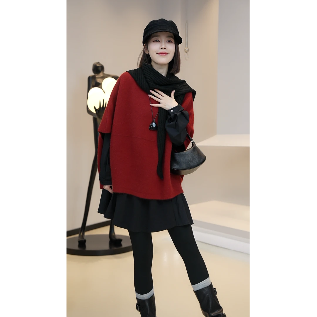 【芜阅】秋季新款复古百搭轻薄大号三角围巾披肩E208