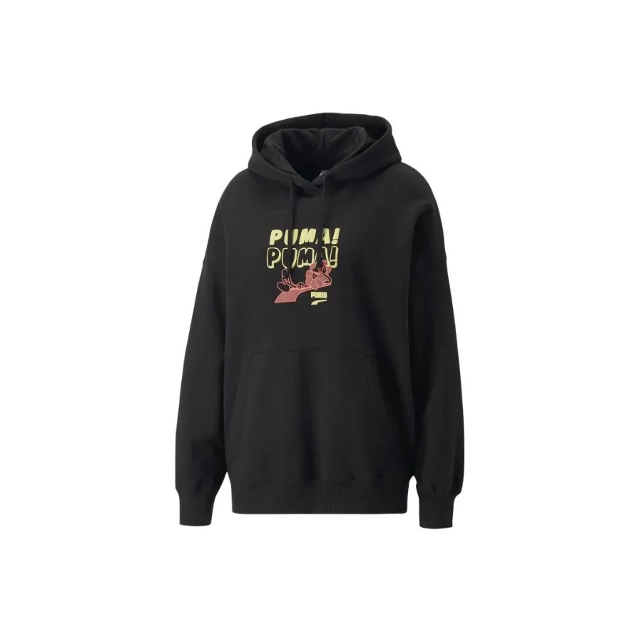 PUMA彪马downtown环保系列字母印花抽绳连帽运动女款卫衣53763301