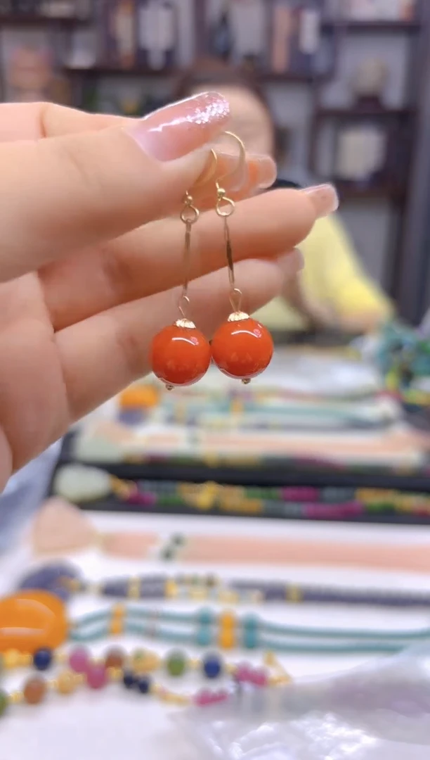 翡翠14K金镶嵌耳饰DIY款E565